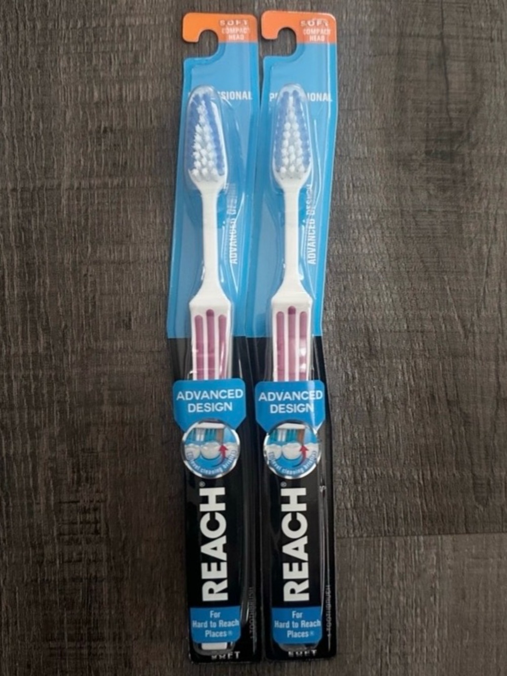 💞 New Set of 2 REACH Advanced Design Soft Full Size Toothbrushes
